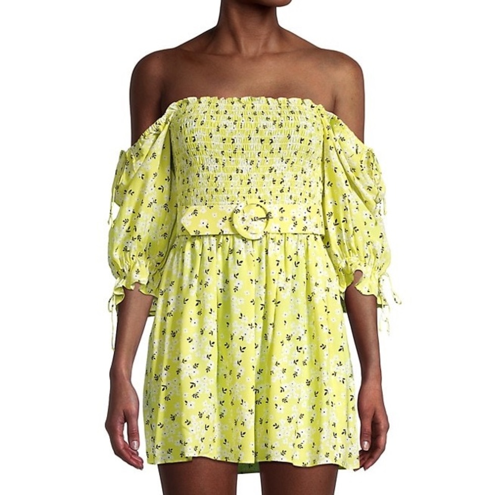 For Love and Lemons yellow floral mini dress